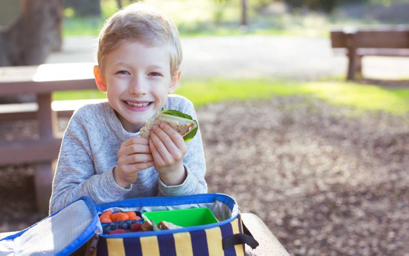 boy eating sandwich